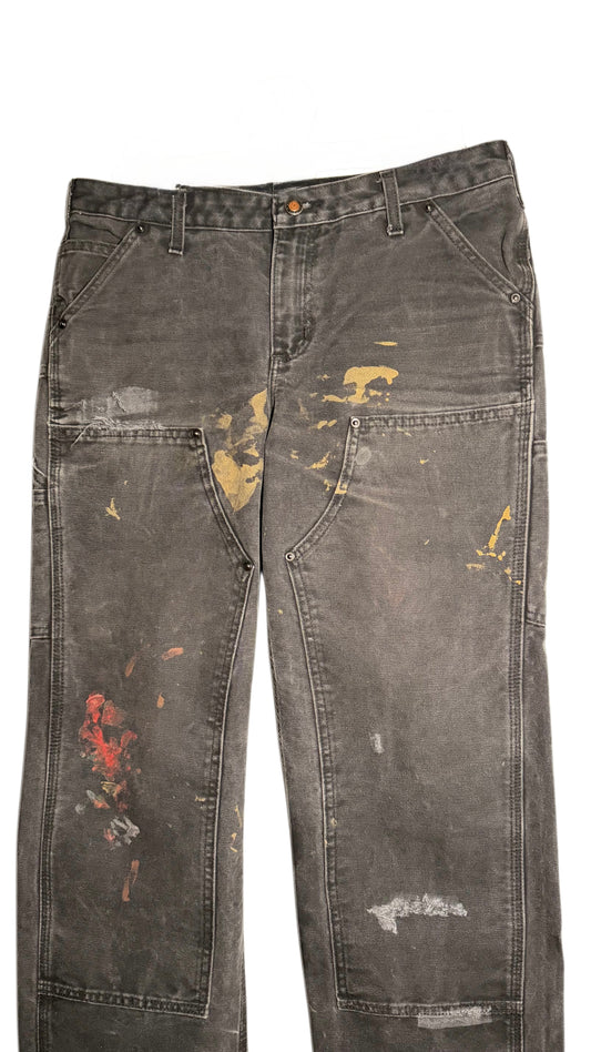 Black Paint Splatter Double Knee