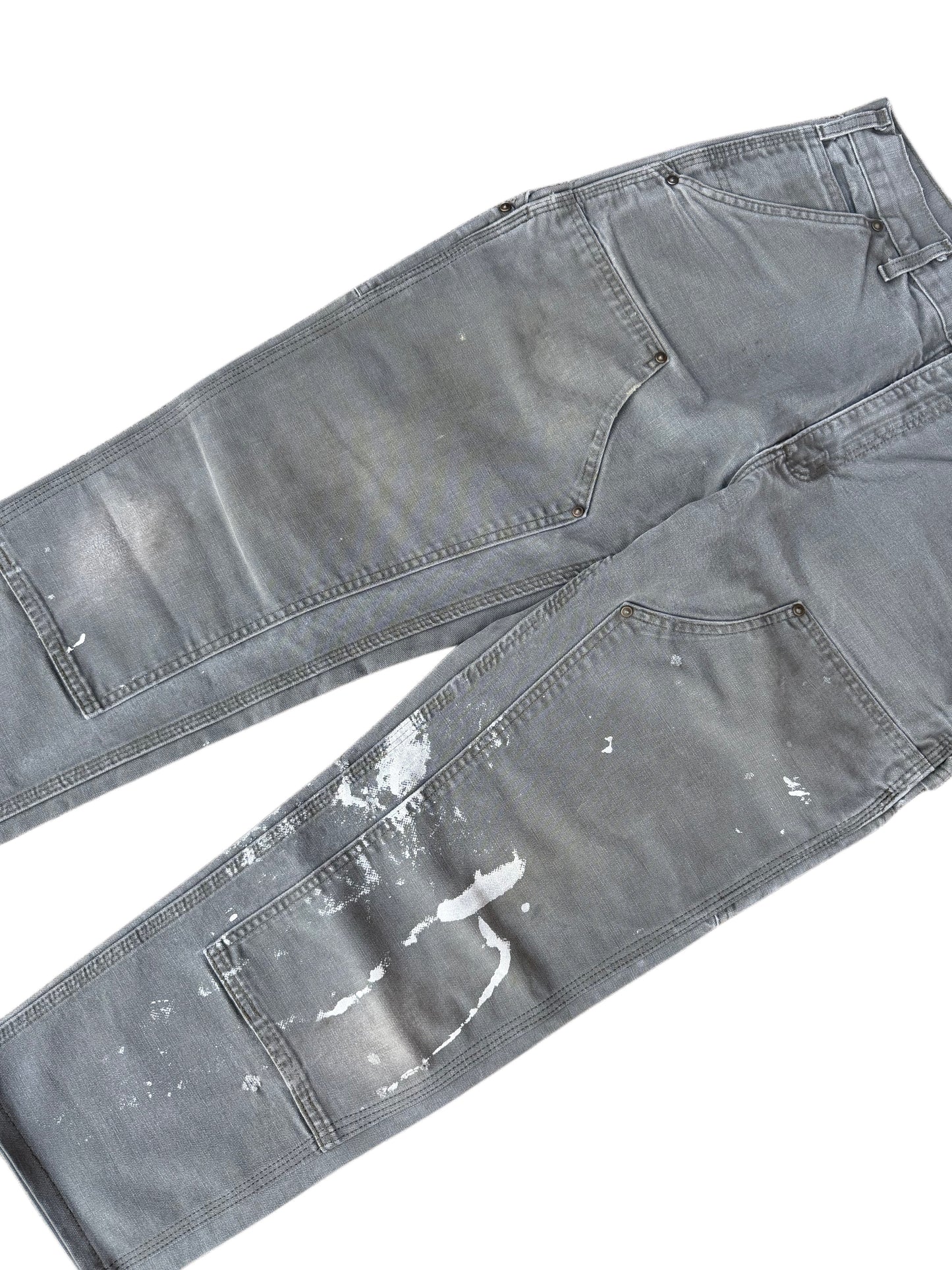 White Paint Splatter Faded Out Green Carhartt Double Knee