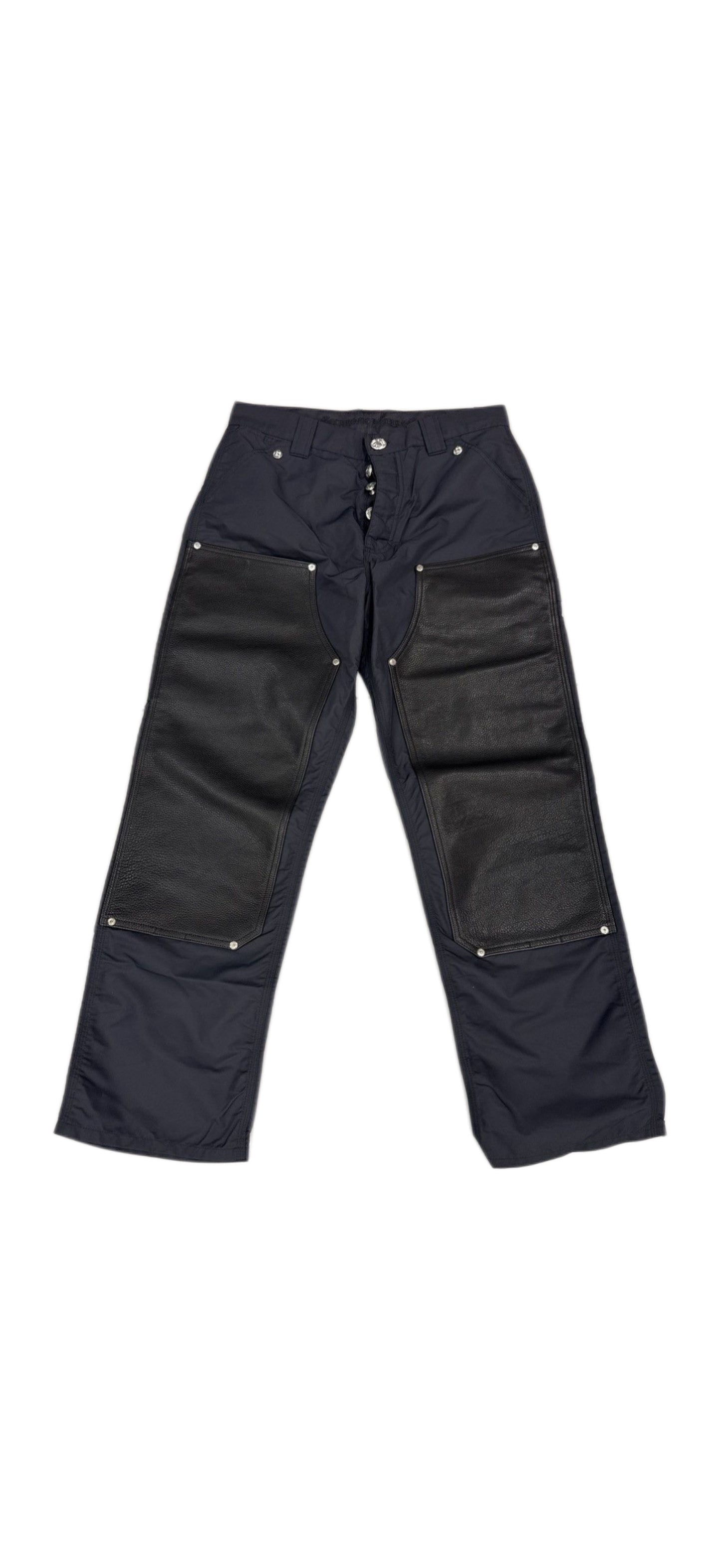 Chrome Hearts Navy/Black Nylon & Leather Carpenter Pants