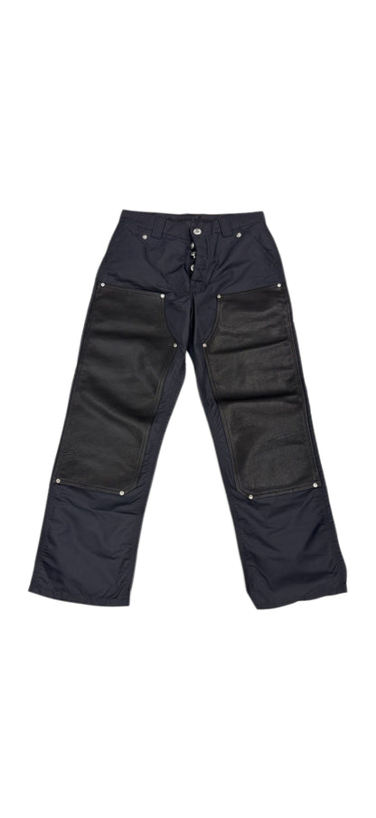 Chrome Hearts Navy/Black Nylon & Leather Carpenter Pants