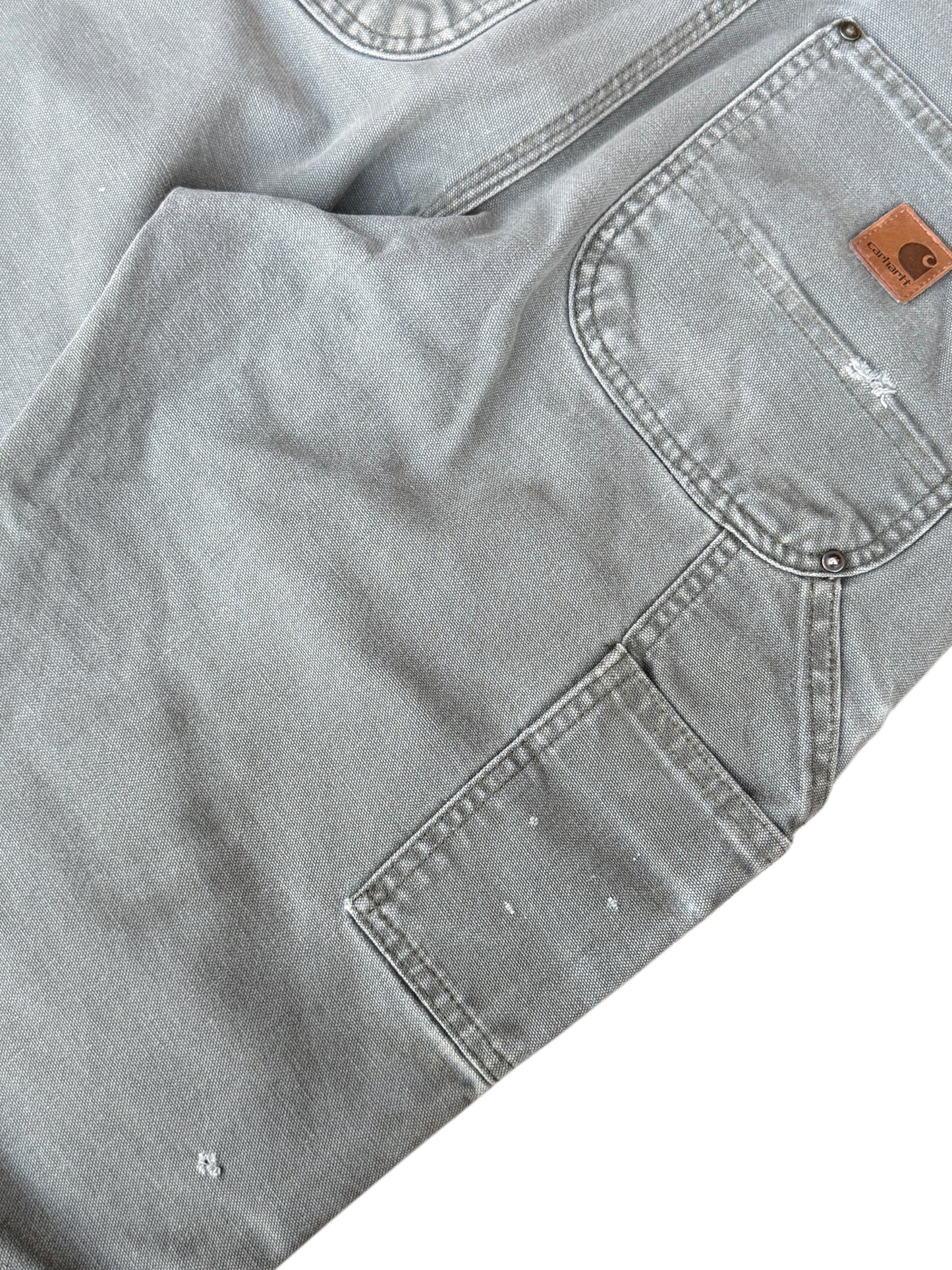 White Paint Splatter Faded Out Green Carhartt Double Knee