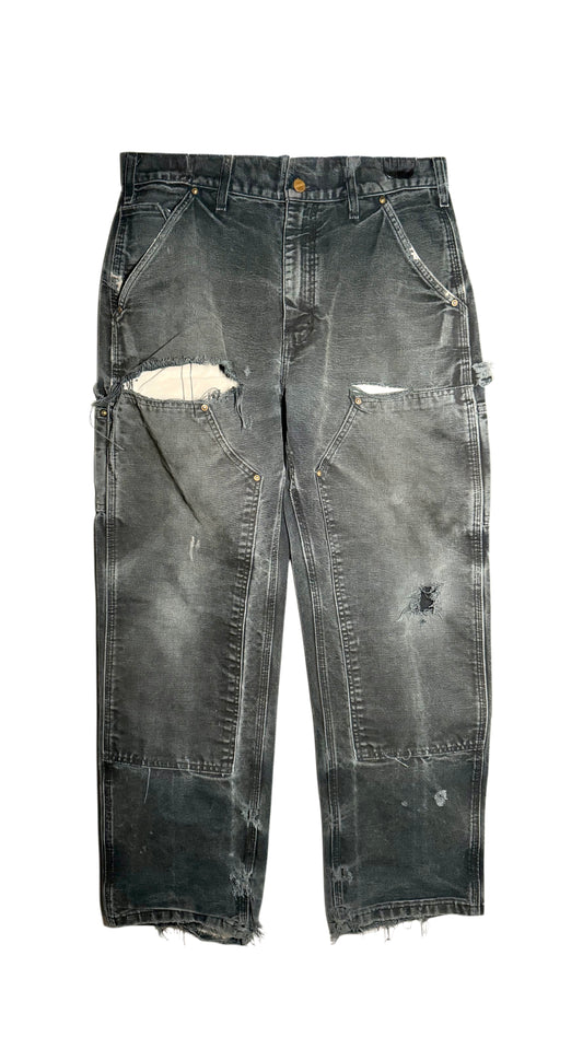 Crazy Vintage Faded Blown Out Black Carhartt Double Knee