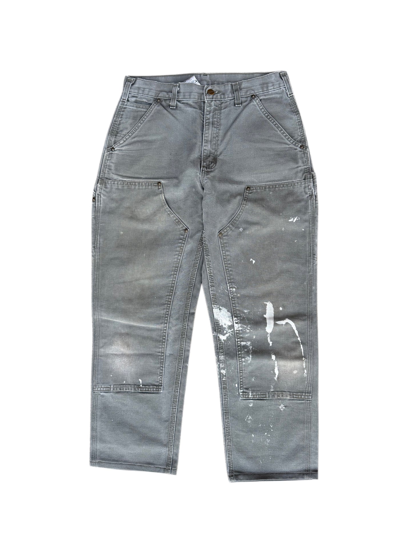 White Paint Splatter Faded Out Green Carhartt Double Knee