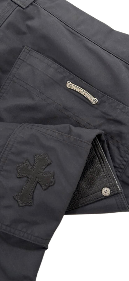 Chrome Hearts Navy/Black Nylon & Leather Carpenter Pants